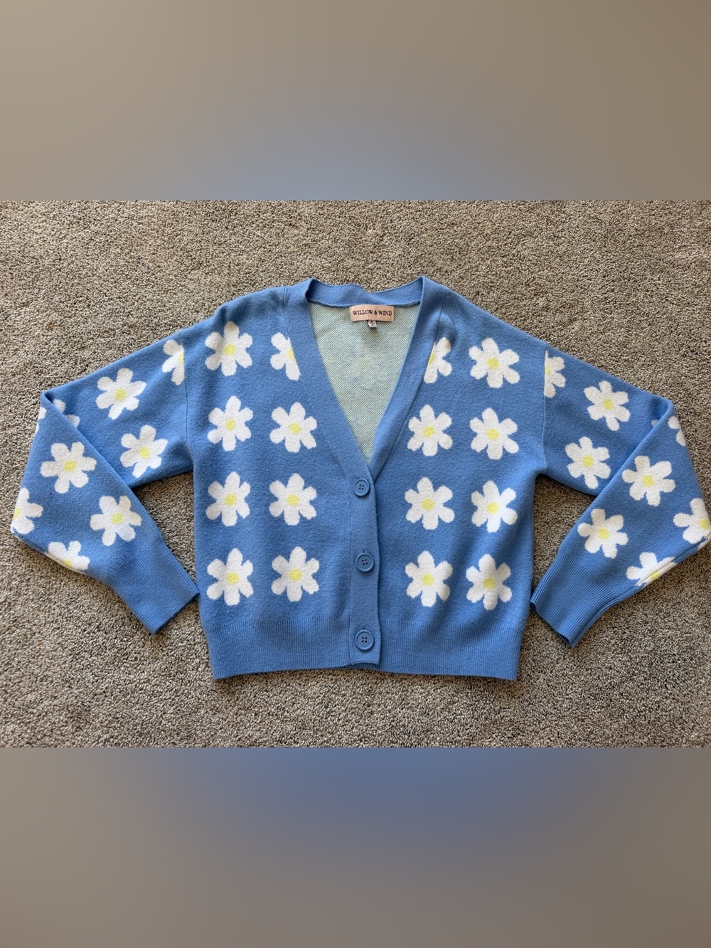 Women’s Blue Daisy Cardigan Sweater- Size Medium